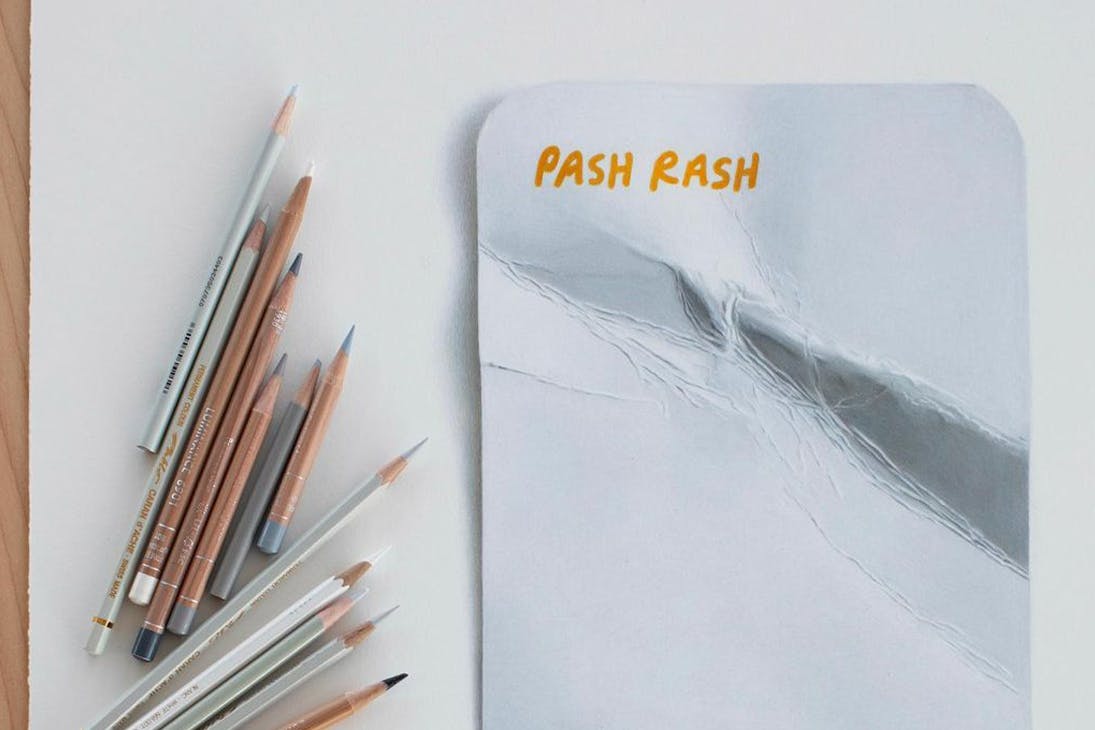 a drawing of a card that says pash rash